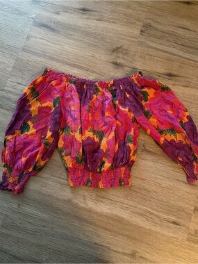 RACHEL Rachel Roy Pink and Orange Floral Blouse